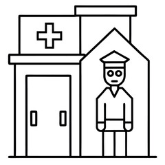Healthcare Facility Line Drawing Elevator Nurse Station