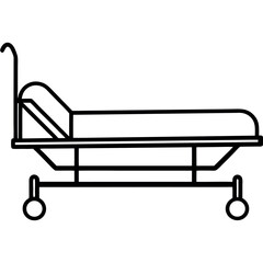 Hospital Bed Profile View Elevated Headrest Black Line Art