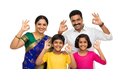 Happy Family Making Ok Sign Together Smiling for the Camera Transparent Background