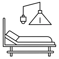 Hospital Bed with Overhead Triangular Lamp and Small Light