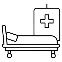 Line Drawing I C U Hospital Bed Red Cross Sign ICU bed