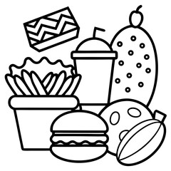 Foods line art vector