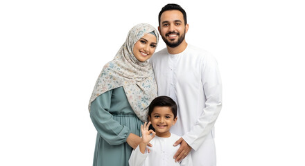 Smiling Family Wearing Traditional Clothing Posing Together Transparent Background