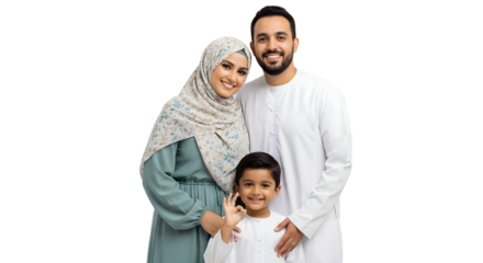 Smiling Family Wearing Traditional Clothing Posing Together Transparent Background