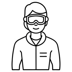 Line Drawing Lab Technician Safety Goggles White Coat