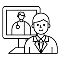 Line Vector Doctor Video Conference Telemedicine online consultation