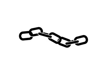 Fototapeta premium A simple black chain with four links isolated on a white background in a minimalist style design