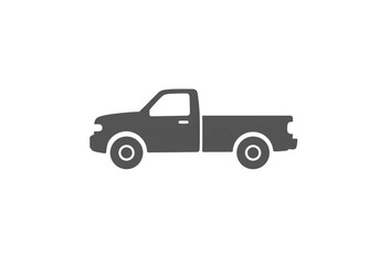 Obraz premium A gray pickup truck with a regular cab and bed is shown in a side profile on a white background