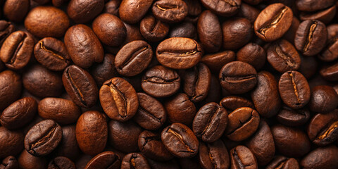 Fototapeta premium Fresh premium roasted brown Arabica coffee beans background
