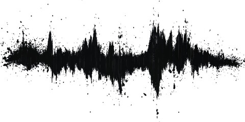 Black audio wave illustration. Vector brush grunge texture rough black scratches splatter grunge distressed background. © Design House