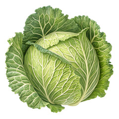 Fototapeta premium Green cabbage isolated on transparent background