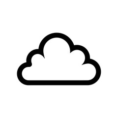 A simple black outlined cloud illustration on a white background in minimalist style design icon
