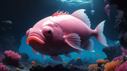 blobfish A close-up of a blobfish gently floating near a volcanic vent on the ocean floor