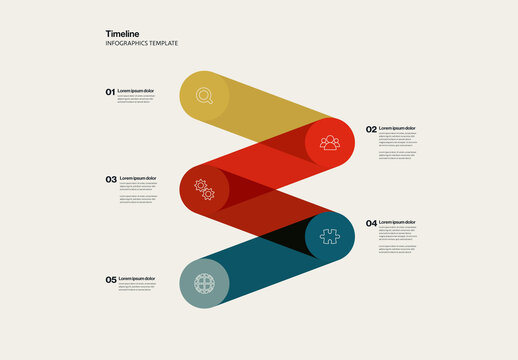Timeline Infographic Template with ZigZag Colorful Pattern