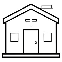Simple Line Drawing Clinic Building White Background Black Outline
