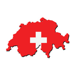 Fototapeta premium Switzerland Map And Switzerland Flag Vector Design. 