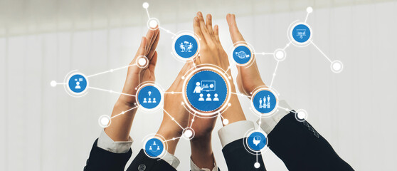 A visual representation of collaboration and teamwork, showcasing hands coming together to signify unity and connection in a professional business environment. Amity