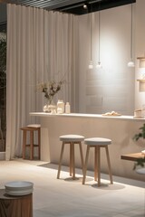 The nordic booth, under soft lighting with a gentle background