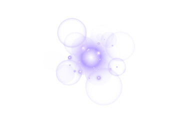 Abstract bubbles cluster with soft purple and white colors against a dark black background