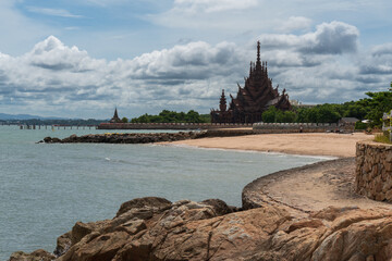 The Sanctuary of Truth wooden temple in Pattaya, Thailand