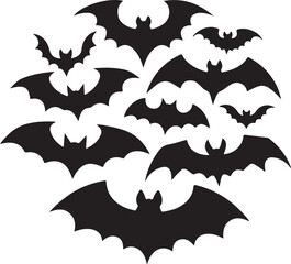 Halloween vector icon set with bats moon and spooky night elements