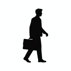 Walking businessman silhouette isolated on white background