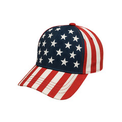 Baseball Cap with American Flag Design on Transparent Background 