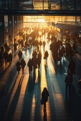 Inside the terminal, the crowd bustles