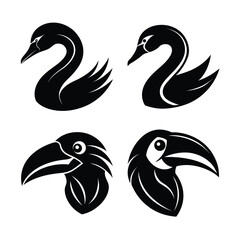 Fototapeta premium Bird head silhouette bundle design