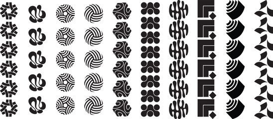 Modern Geometric Pattern Border Set  Abstract Shapes, Minimal Elements, and Decorative Vectors Collection