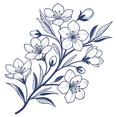 Fototapeta premium Elegant Blossom Illustration Minimalist Floral Arrangement Artistic Design