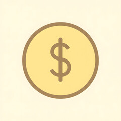 Fototapeta premium Golden Dollar Coin Icon – Financial Symbol in Simple Design