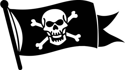 pirate flag with a skull and crossbones silhouette, skull and crossbones flag silhouette vector