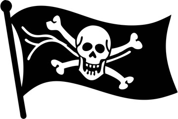 pirate flag with a skull and crossbones silhouette, skull and crossbones flag silhouette vector