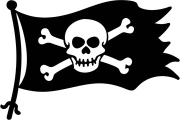 pirate flag with a skull and crossbones silhouette, skull and crossbones flag silhouette vector