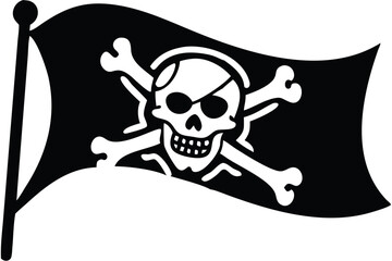 pirate flag with a skull and crossbones silhouette, skull and crossbones flag silhouette vector