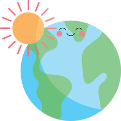 Earth and Sun Vector Illustration