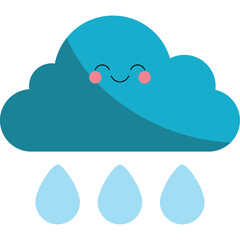 Flat Style Cloud Weather Illustration with Atmospheric Elements
