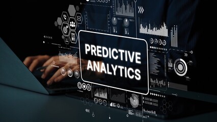 Modern Technology Interface Featuring Predictive Analytics Concept with Data Visualizations and...
