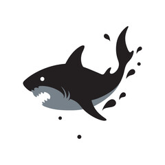 Shark Breach Ocean Splash Silhouette Design Art