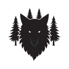 Negative Space Wolf Forest Silhouette Scene