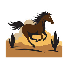 Horse Silhouette Galloping Desert Nature Scene