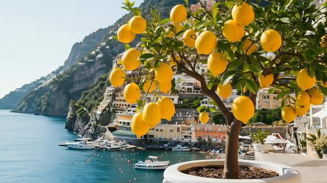 Positano Lemon Tree: Amalfi Coast Italy Travel Guide - Scenic Views, Italian Summer, Vacation Destination, Lemons