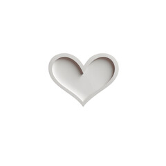 Minimalistic 3D white heart icon with soft shadows and clean edges on white background. Modern love symbol for UI, branding, wellness, or social media design.