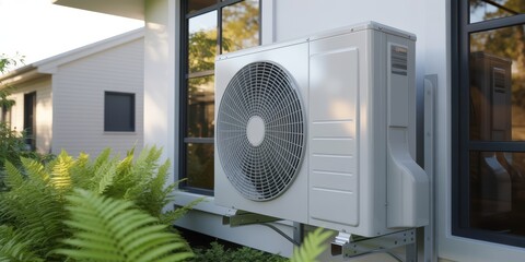 Air Conditioner Unit Installed Outside Modern Home