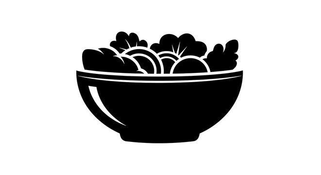 Bowl of Fresh Salad Vector Graphic Minimalist Style