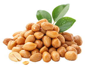 Obraz premium pile of raw salted peanuts, isolated PNG transparent background