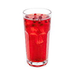 Refreshing Cranberry Juice: Vibrant Red Drink in Tall Glass, Perfect for Summer