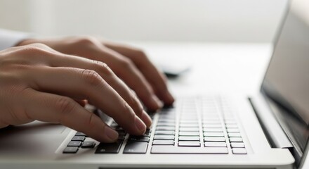 Close-up of Hands Typing on Laptop Keyboard Productivity, Efficiency, and Digital Work
