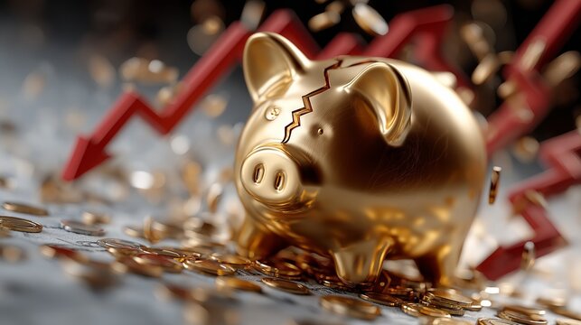 A small white dog sits beside a shiny gold coin in a playful representation of personal finance, digital currency, or pet branding. Designed with space for text for finance or e-commerce use